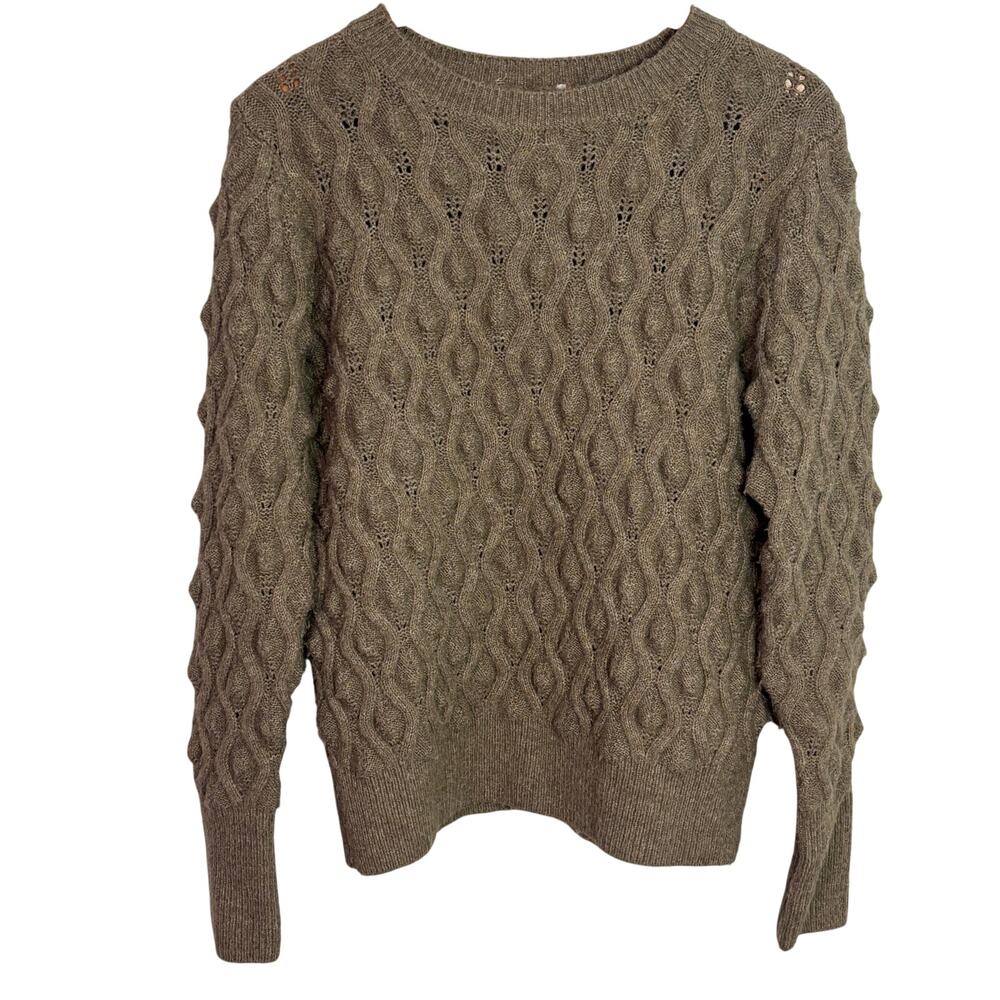 Sweet Romeo Sweater Womens Small Brown Popcorn Textured Knit Pullover Crewneck